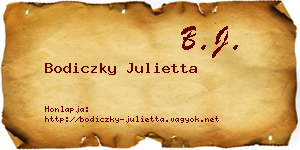 Bodiczky Julietta névjegykártya